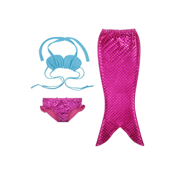 Girls 3 PCS Swimsuit Mermaid Bathing Suit for Swimming Mermaid Princess Bikini Set Bathing Suit for 3-12Y